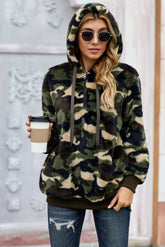 Camouflage Half Zip Fuzzy Hoodie - Shah S. Sahota
